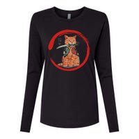 Samurai Cattana Emblem Womens Cotton Relaxed Long Sleeve T-Shirt