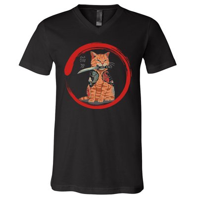 Samurai Cattana Emblem V-Neck T-Shirt