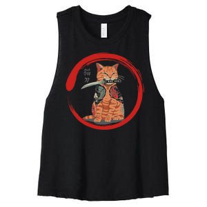 Samurai Cattana Emblem Women's Racerback Cropped Tank