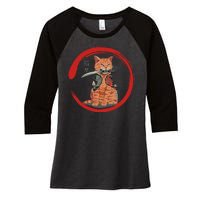 Samurai Cattana Emblem Women's Tri-Blend 3/4-Sleeve Raglan Shirt