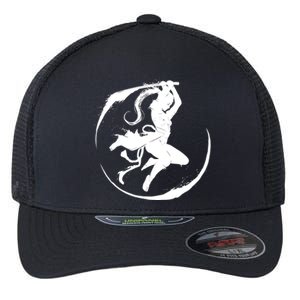 Samurai Lady Katana Slashing Circle Flexfit Unipanel Trucker Cap