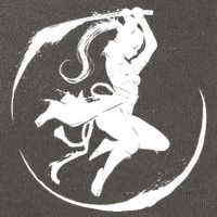 Samurai Lady Katana Slashing Circle Cotton Canvas Backpack