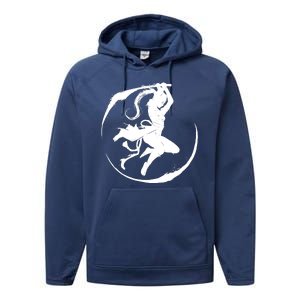 Samurai Lady Katana Slashing Circle Performance Fleece Hoodie