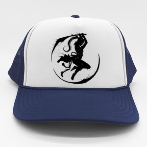 Samurai Lady Katana Slashing Circle Trucker Hat