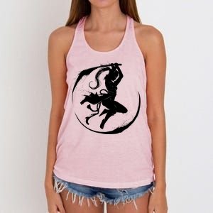 Samurai Lady Katana Slashing Circle Women's Knotted Racerback Tank