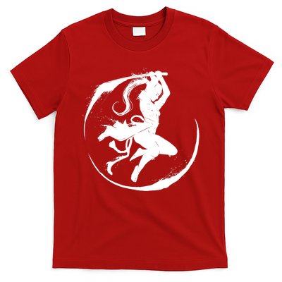 Samurai Lady Katana Slashing Circle T-Shirt