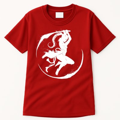 Samurai Lady Katana Slashing Circle Tall T-Shirt