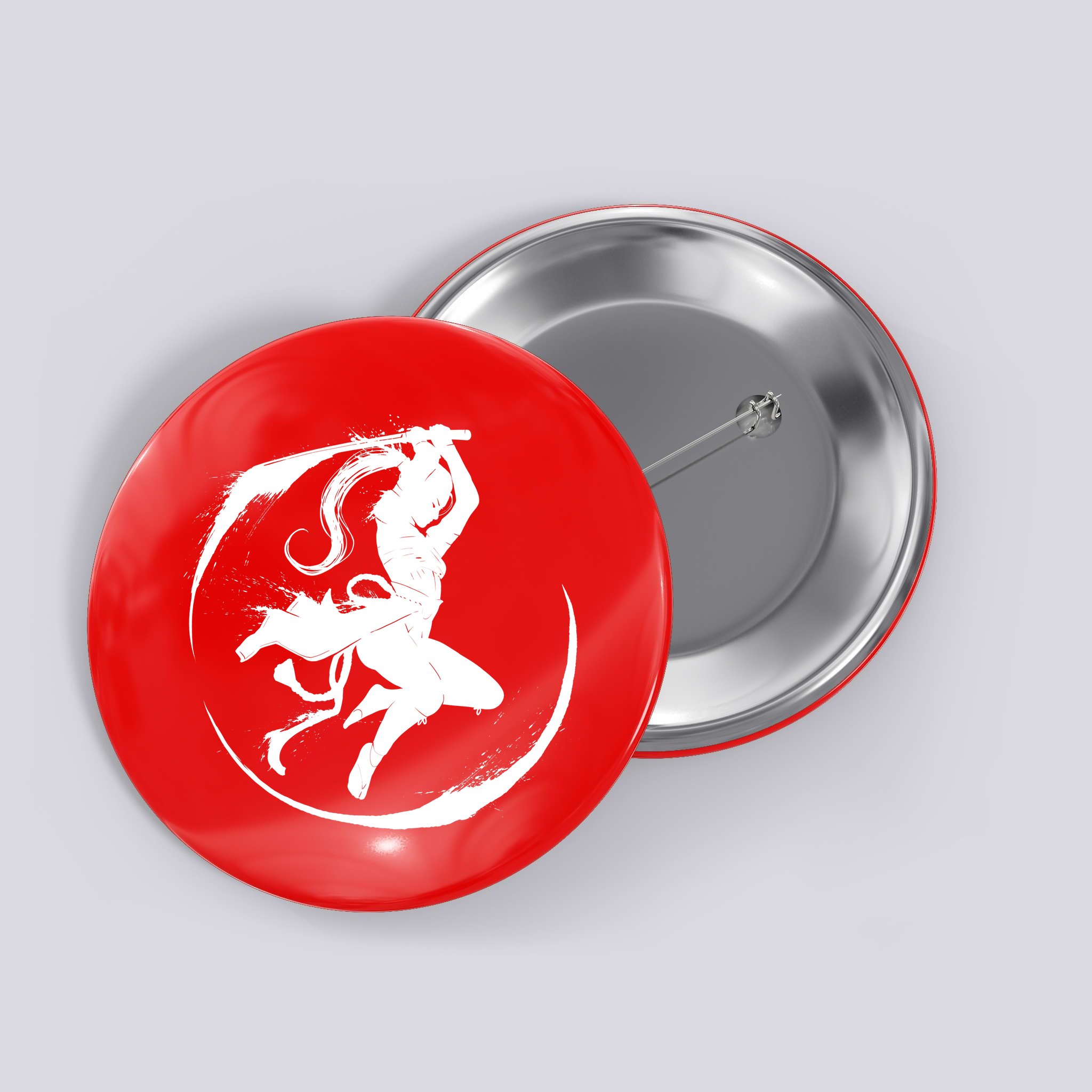 Samurai Lady Katana Slashing Circle Button