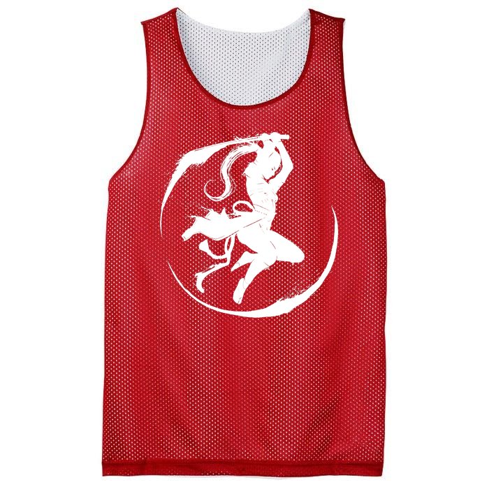 Samurai Lady Katana Slashing Circle Mesh Reversible Basketball Jersey Tank