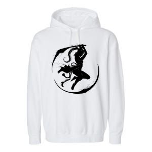 Samurai Lady Katana Slashing Circle Garment-Dyed Fleece Hoodie