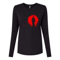 Samurai Red Sun Warrior Hollow Womens Cotton Relaxed Long Sleeve T-Shirt