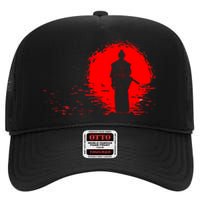 Samurai Red Sun Warrior Hollow High Crown Mesh Back Trucker Hat