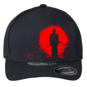 Samurai Red Sun Warrior Hollow Flexfit Unipanel Trucker Cap