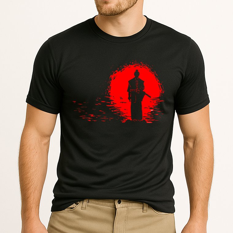 Samurai Red Sun Warrior Hollow Cooling Performance Crew T-Shirt