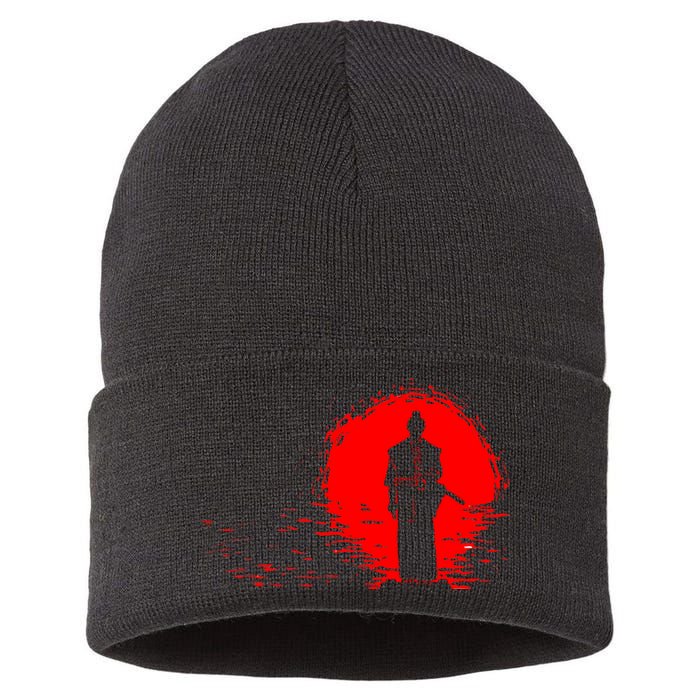 Samurai Red Sun Warrior Hollow Sustainable Knit Beanie