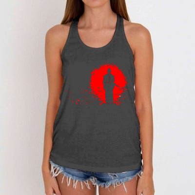 Samurai Red Sun Warrior Hollow Women's Knotted Racerback Tank