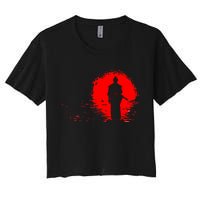 Samurai Red Sun Warrior Hollow Women's Crop Top Tee