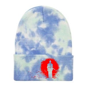 Samurai Red Sun Warrior Hollow Tie Dye 12in Knit Beanie