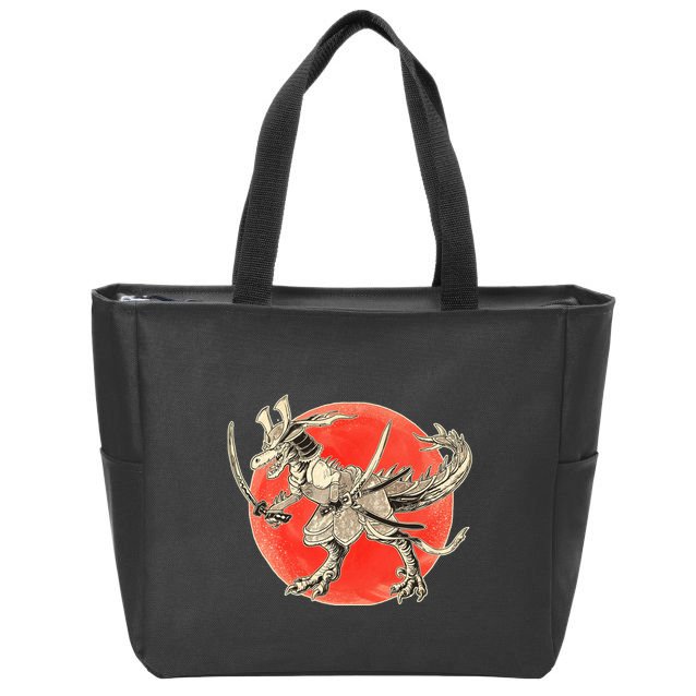 Samurai T-Rex Zip Tote Bag