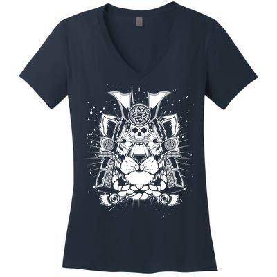 Samurai Tiger Women's V-Neck T-Shirt