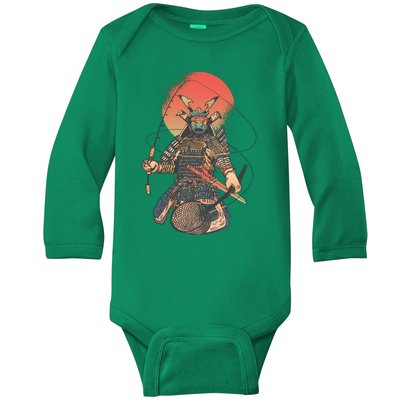 Samurai Warrior Fishing Baby Long Sleeve Bodysuit