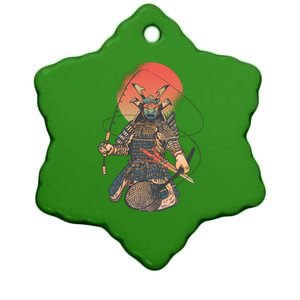 Samurai Warrior Fishing Ceramic Star Ornament