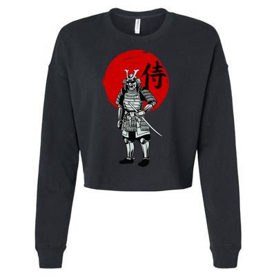 Samurai Warrior Graphic Cropped Pullover Crew