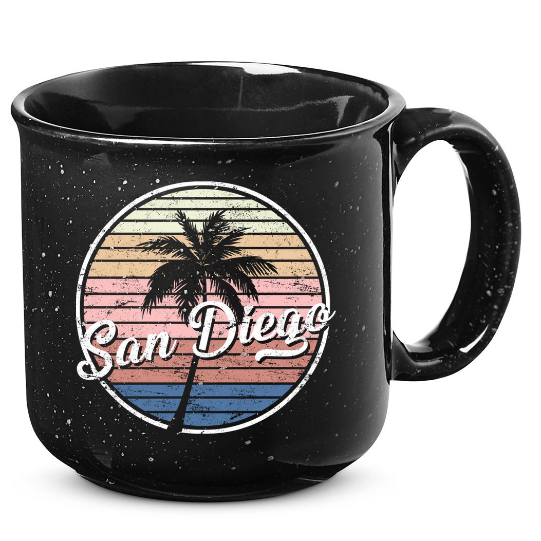 San Diego Palm Tree Vintage Retro 15oz Campfire Ceramic Mug