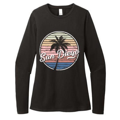 San Diego Palm Tree Vintage Retro Womens CVC Long Sleeve Shirt