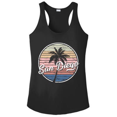 San Diego Palm Tree Vintage Retro Ladies PosiCharge Competitor Racerback Tank