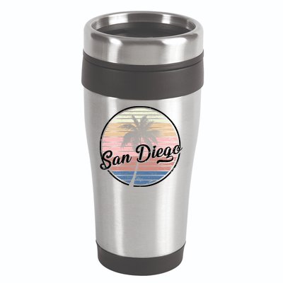 San Diego Palm Tree Vintage Retro 16oz Travel Tumbler
