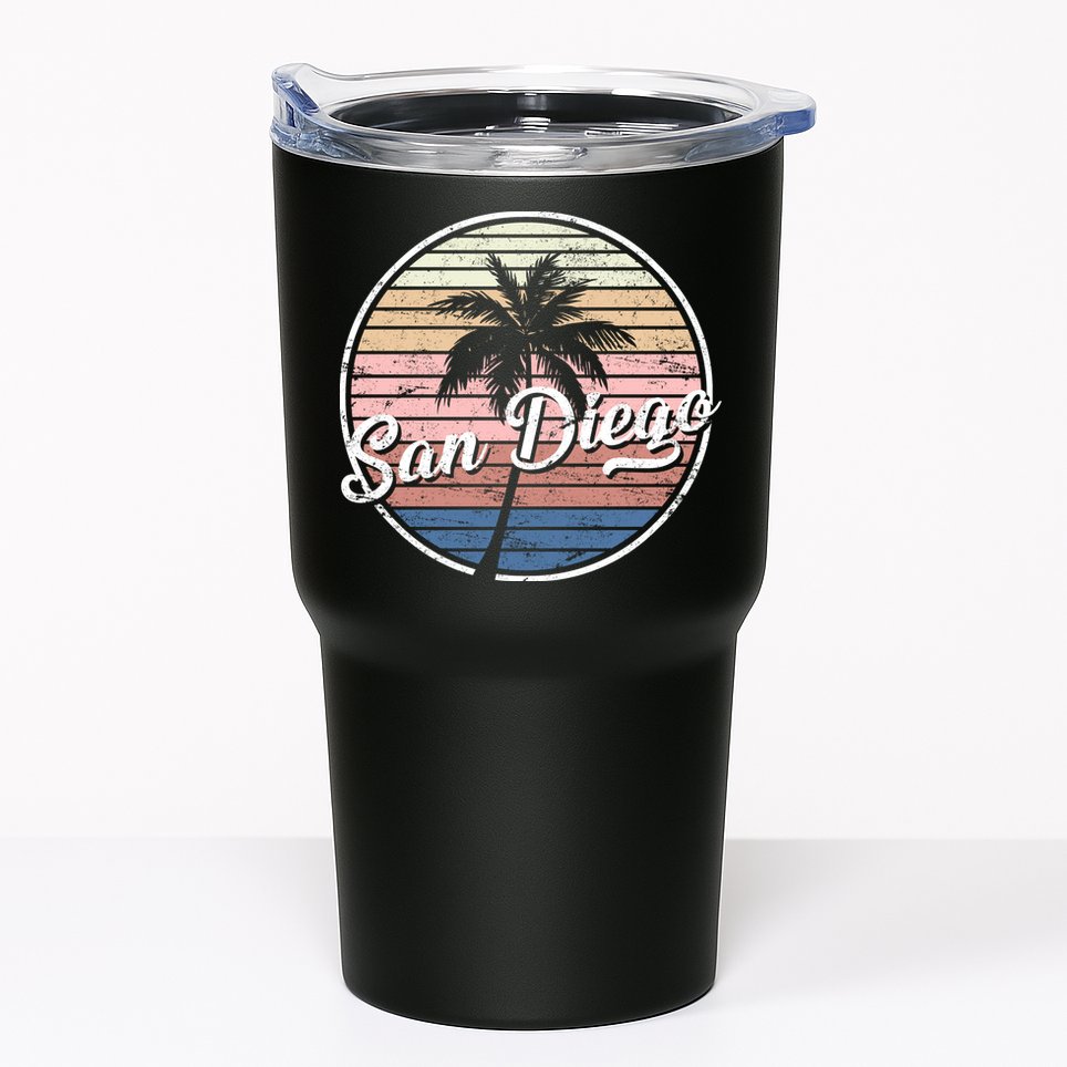 San Diego Palm Tree Vintage Retro Tumbler