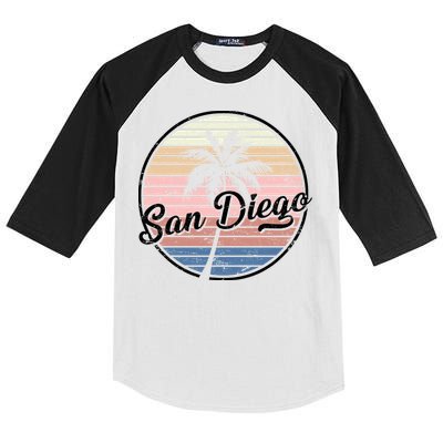San Diego Palm Tree Vintage Retro Kids Colorblock Raglan Jersey