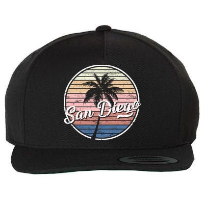 San Diego Palm Tree Vintage Retro Wool Snapback Cap