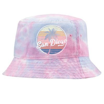 San Diego Palm Tree Vintage Retro Tie-Dyed Bucket Hat