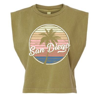 San Diego Palm Tree Vintage Retro Garment-Dyed Women's Muscle Tee