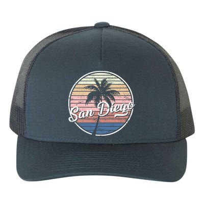 San Diego Palm Tree Vintage Retro Yupoong Adult 5-Panel Trucker Hat