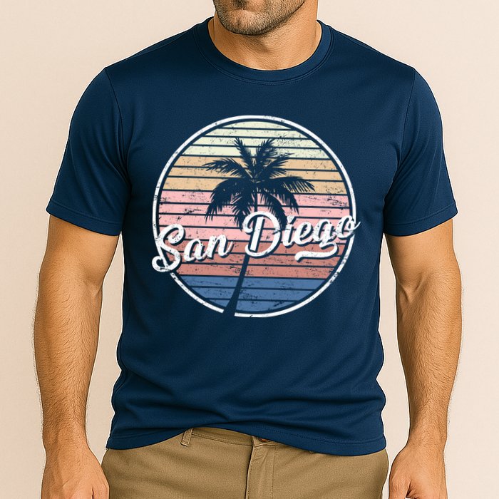 San Diego Palm Tree Vintage Retro Performance Shirt
