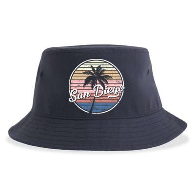 San Diego Palm Tree Vintage Retro Sustainable Bucket Hat