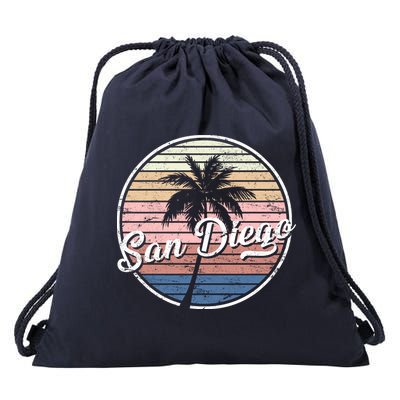 San Diego Palm Tree Vintage Retro Drawstring Bag