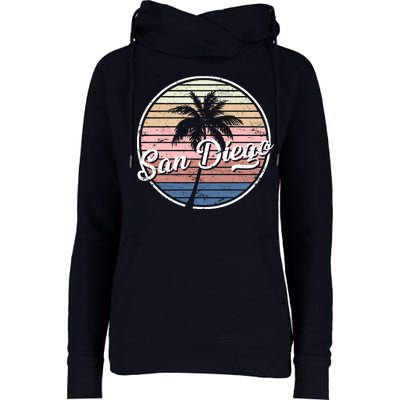 San Diego Palm Tree Vintage Retro Womens Funnel Neck Pullover Hood