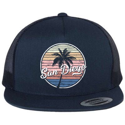 San Diego Palm Tree Vintage Retro Flatbill Hat