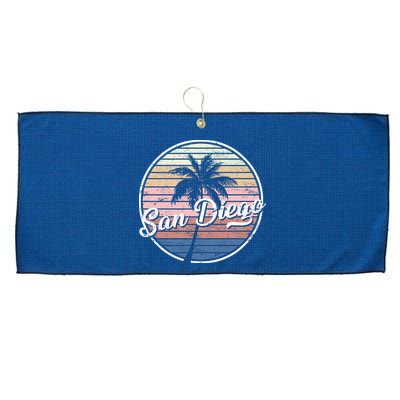 San Diego Palm Tree Vintage Retro Large Microfiber Waffle Golf Towel