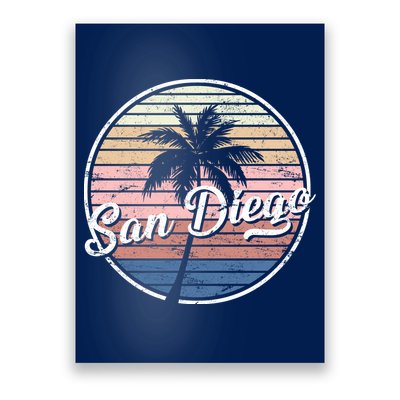 San Diego Palm Tree Vintage Retro Poster