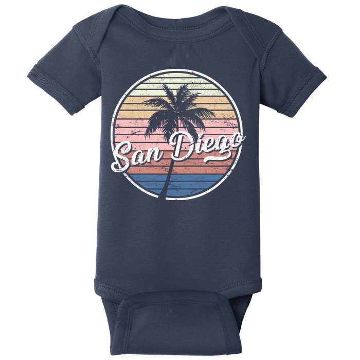 San Diego Palm Tree Vintage Retro Baby Bodysuit