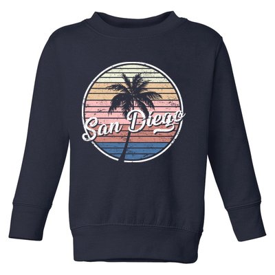 San Diego Palm Tree Vintage Retro Toddler Sweatshirt