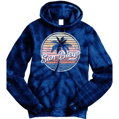 San Diego Palm Tree Vintage Retro Tie Dye Hoodie