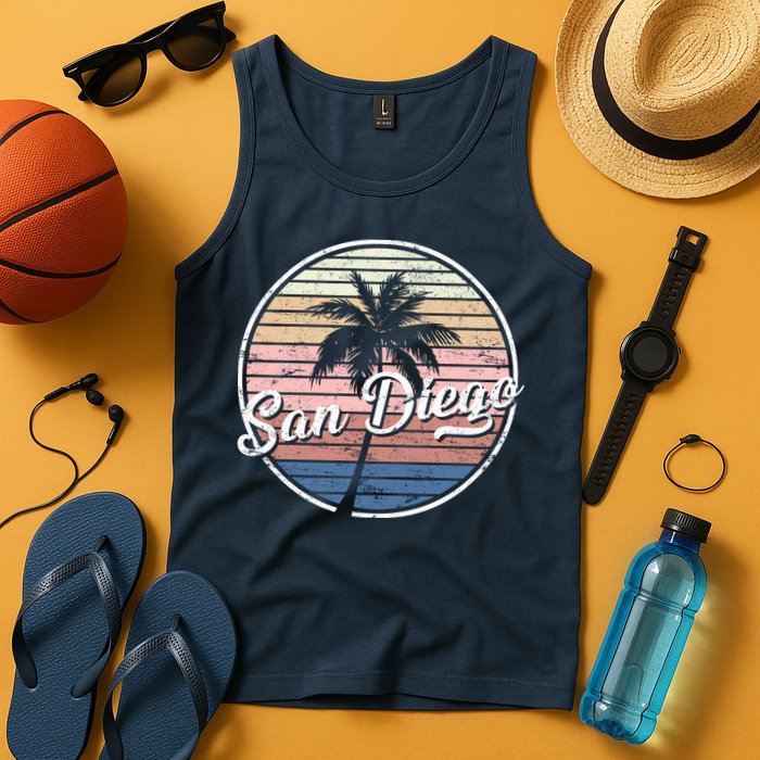 San Diego Palm Tree Vintage Retro Tank Top
