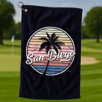 San Diego Palm Tree Vintage Retro Golf Towel