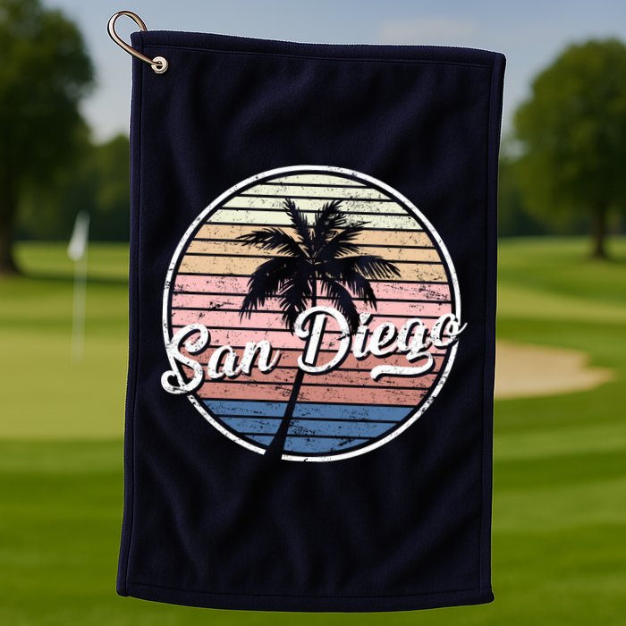 San Diego Palm Tree Vintage Retro Golf Towel